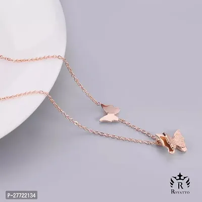 Trendy Collarbone New Butterfly Clavicle Rose Gold Stainless Steel Jewelry Exquisite Charm Cute Lady Neck Ornament Chain for women  girls