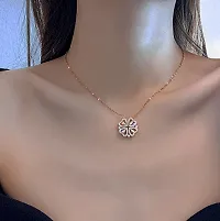 Four-leaf Clover Magnetic Pendant Heart Diamond Rose Gold -plated Charm Radiance: Magnetic Elegance for You-thumb1