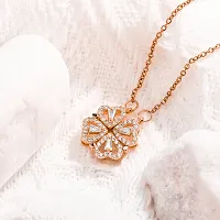 Four-leaf Clover Magnetic Pendant Heart Diamond Rose Gold -plated Magnetic Allure: Your Gateway to Elegance-thumb1