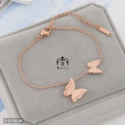 Trendy Collarbone New Butterfly Clavicle Rose Gold Stainless Steel Jewelry Exquisite Charm Cute Lady Neck Ornament Chain for women  girls