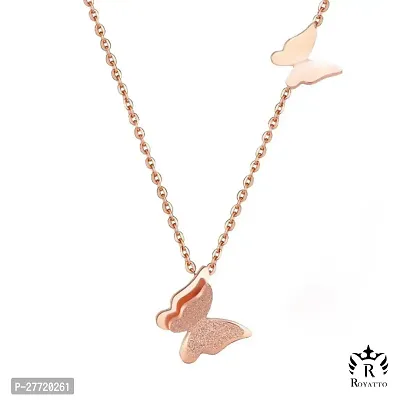 Trendy Collarbone New Butterfly Clavicle Rose Gold Stainless Steel Jewelry Exquisite Charm Cute Lady Neck Ornament Chain for women  girls-thumb0