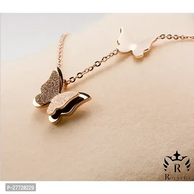 Trendy Collarbone New Butterfly Clavicle Rose Gold Stainless Steel Jewelry Exquisite Charm Cute Lady Neck Ornament Chain for women  girls-thumb0