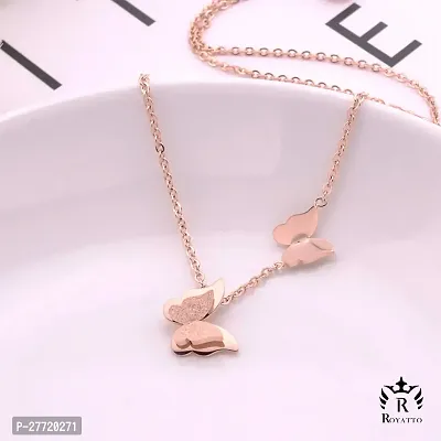 Trendy Collarbone New Butterfly Clavicle Rose Gold Stainless Steel Jewelry Exquisite Charm Cute Lady Neck Ornament Chain for women  girls-thumb0