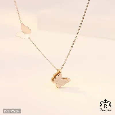 Trendy Collarbone New Butterfly Clavicle Rose Gold Stainless Steel Jewelry Exquisite Charm Cute Lady Neck Ornament Chain for women  girls-thumb0