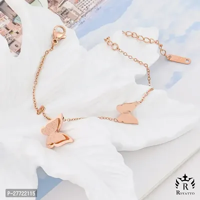 Trendy Collarbone New Butterfly Clavicle Rose Gold Stainless Steel Jewelry Exquisite Charm Cute Lady Neck Ornament Chain for women  girls