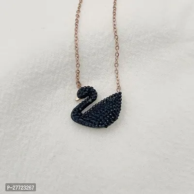 Beautiful  Black Duck Shape Daily Wear Necklace Rose Gold Chain For Women  Girls-thumb0