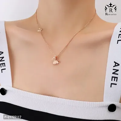 Trendy Collarbone New Butterfly Clavicle Rose Gold Stainless Steel Jewelry Exquisite Charm Cute Lady Neck Ornament Chain for women  girls-thumb0