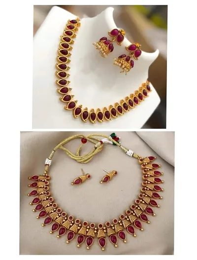 Traditional Alloy Gold Plated Necklace Set Pack of 2