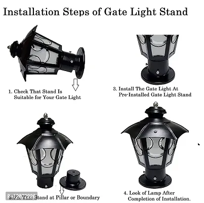 R.M M.S Metal Body GATE Light Stand Socket for Installation of GATE Light || (Black) Main GATE Wall LAMP Stand.-thumb2