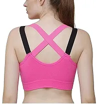 Priyank Fitness Sports & Yoga Push up Non-Wired Bra for Gym Running Padded Tank Top Athletic Vest Underwear Shockproof Strappy Sport Bra (Pink, 36)-thumb1