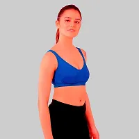 Priyank Women Sports Non Padded Bra Royal Blue Cotton Blend Non Wired Size: 38B-thumb2