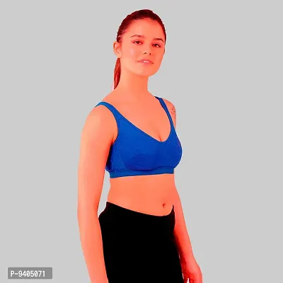 Priyank Women Sports Non Padded Bra Royal Blue Cotton Blend Non Wired Size: 38B-thumb3