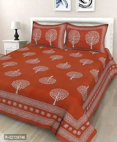 Comfortable Cotton Printed Double Bedsheet with Pillow Covers-thumb0