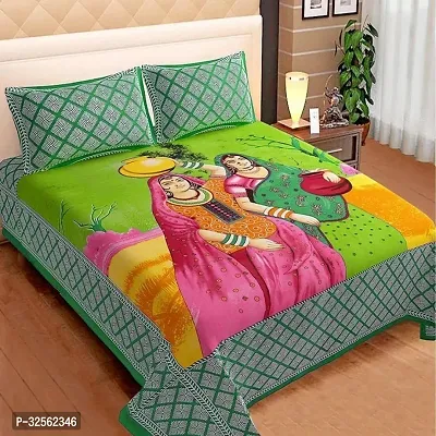 Comfortable Cotton Printed Double Bedsheet with 2 Pillow Covers