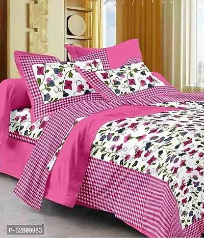 Beautiful Multicoloured Cotton Printed 1 Bedsheet + 2 Pillowcovers