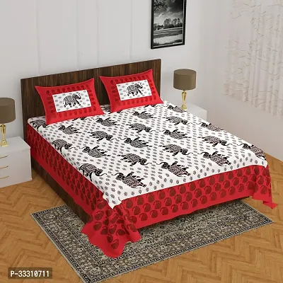 Stylish Comfortable Cotton Printed Double Bedsheet With Pillow Covers-thumb0