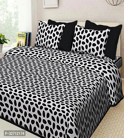 Comfortable Cotton Printed Double Bedsheet with Pillow Covers-thumb0