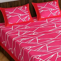 Comfortable Cotton Abstract Double Bedsheet with Two Pillow Covers-thumb1