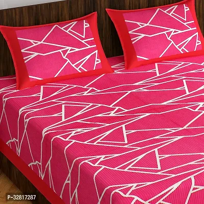 Comfortable Cotton Abstract Double Bedsheet with Two Pillow Covers-thumb2