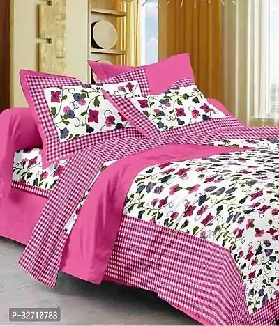 Comfortable Cotton Printed Double Bedsheet with Pillow Covers-thumb0