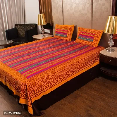 Comfortable Cotton Printed Double Bedsheet with Pillow Covers-thumb0