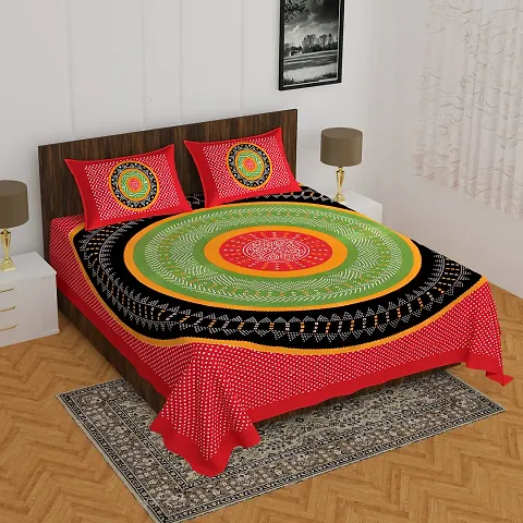 Printed Cotton Double Bedsheet with 2 Pillow Cover