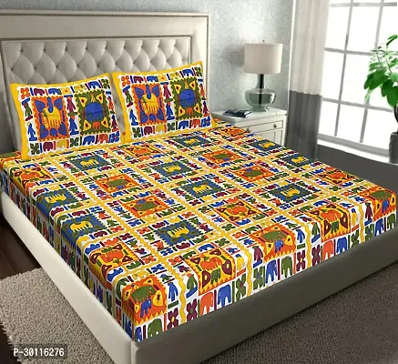 Stylish Cotton Bedsheet with Pillow Covers-thumb0