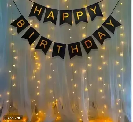 Happy Birthday Decoration Kit:- Black Banner with Led Light Birthday Decorations i-thumb0