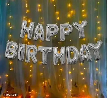 Happy Birthday Decoration Kit:-2 pcs sliver HBD Foil Balloon With Led Light Birthday Decoration-thumb0