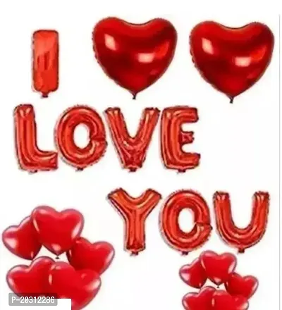 Love Theme Combo , Red theme Combo Kit:- I Love You Foil Balloons | 2red hreat shape Foil Balloons| 10 heart shape