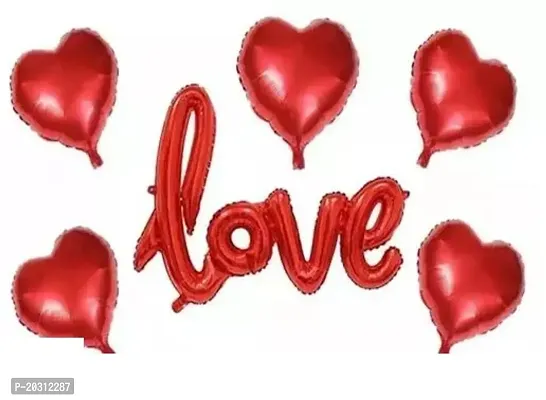 Love Theme Combo , Red theme Combo Kit:- love Foil Balloons | 5 red Heart shape