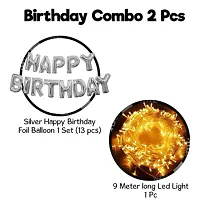 Happy Birthday Decoration Kit:-2 pcs sliver HBD Foil Balloon With Led Light Birthday Decoration-thumb1