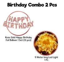 Happy Birthday Foil Decoration Kit With Fairy Light , 1pcs Rose Gold HBD Foil Balloon With 1 set Warm White String Light , rose gold-thumb1