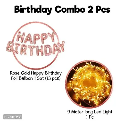 Happy Birthday Foil Decoration Kit With Fairy Light , 1pcs Rose Gold HBD Foil Balloon With 1 set Warm White String Light , rose gold-thumb2