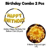 Happy Birthday Decoration Kit:-2 pcs golden HBDFoil Balloon With Led Light Birthday Decoration-thumb1