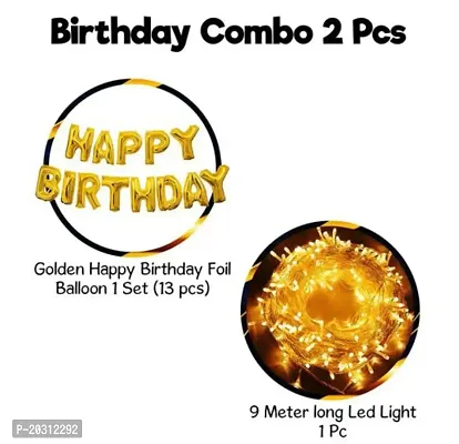 Happy Birthday Decoration Kit:-2 pcs golden HBDFoil Balloon With Led Light Birthday Decoration-thumb2