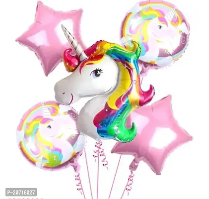 PARTY GALORE unicorn theme 5 pcs set foil balloons for your princess-thumb0