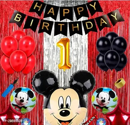 PARTY GALORE 1t Birthday Mickey mouse theme  birthday party decoration kit for girls and boys and girls