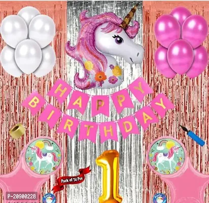 PARTY GALORE  Unicorn theme  1st birthday decoration kit for girls