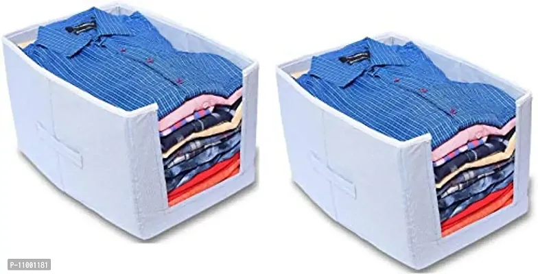 Jagmagahat Shirt Organiser for Wardrobe/Closet Organizer Clothes Storage Bags for Home Organiser - Grey (Set of 2)