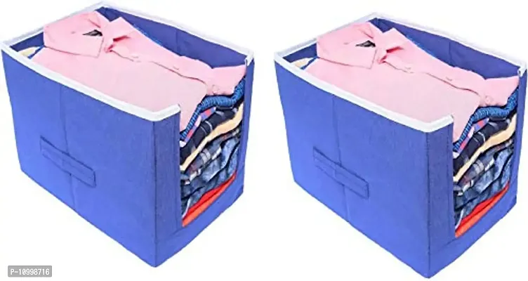 Artifii Shirt Organiser for Wardrobe/Closet Organizer Clothes Storage Bags for Home Organiser - Color - Blue (Set of 2)