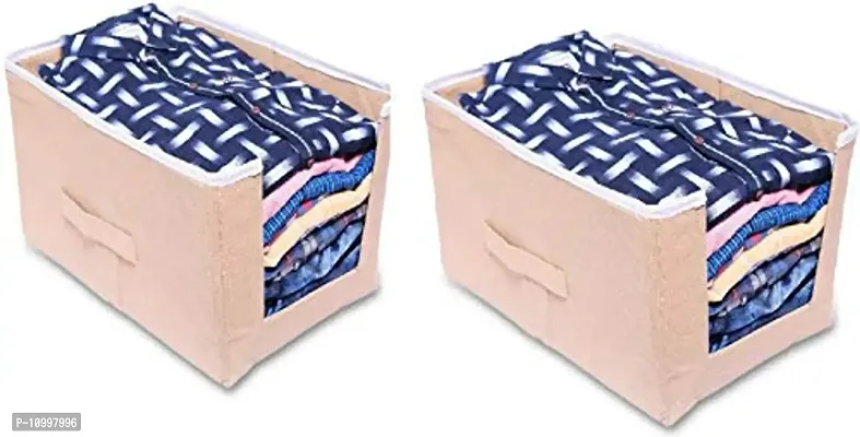 Artifii Shirt Organiser for Wardrobe/Closet Organizer Clothes Storage Bags for Home Organiser - Color - Peach (Set of 2)