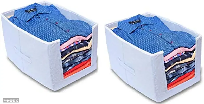 Artifii Shirt Organiser for Wardrobe/Closet Organizer Clothes Storage Bags for Home Organiser - Color - Grey (Set of 2)-thumb0