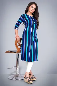 Tulsinx? Women's Crepe Stitched Wrap Kurti (Blue); Size: M-thumb1