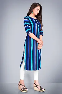 Tulsinx? Women's Crepe Stitched Wrap Kurti (Blue); Size: M-thumb3