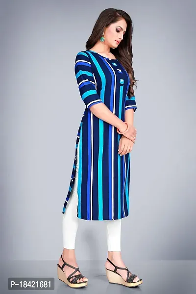 Tulsinx? Women's Crepe Stitched Wrap Kurti (Blue); Size: M-thumb4