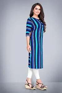 Tulsinx? Women's Crepe Stitched Wrap Kurti (Blue); Size: M-thumb2