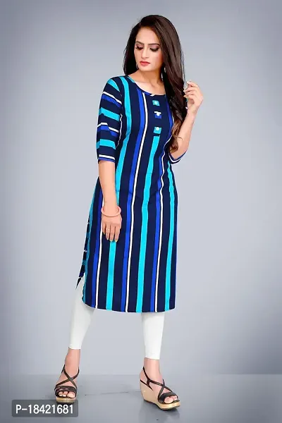 Tulsinx? Women's Crepe Stitched Wrap Kurti (Blue); Size: M