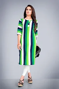 Tulsinx? Women's Crepe Stitched Wrap Kurti (Green); Size: L-thumb1