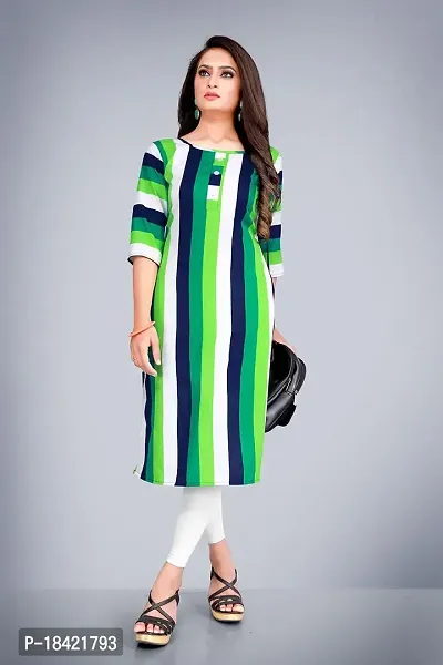 Tulsinx? Women's Crepe Stitched Wrap Kurti (Green); Size: L-thumb2